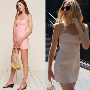 Reformation Audrey Mini Pink Dress Linen Size 4